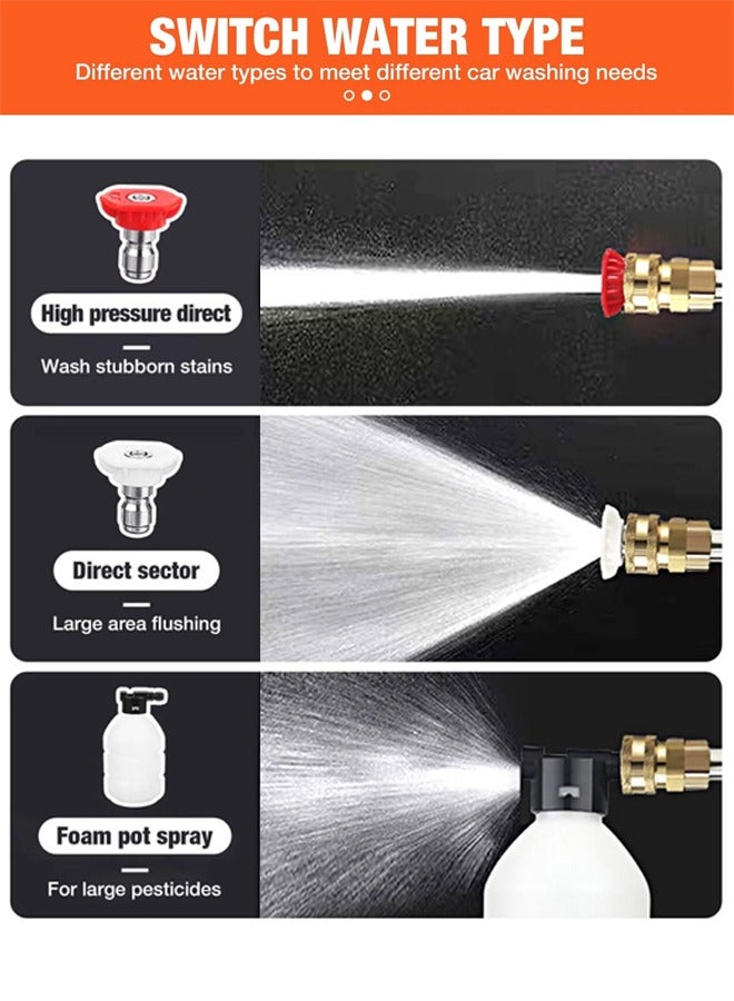 High Pressure Water Gun with Accessories 21V 380W High Power Handheld Cordless Portable Rechargeable Cleaning Machine Suitable for Garden Watering Agricultural Irrigation Home Cleaning Car Washing
