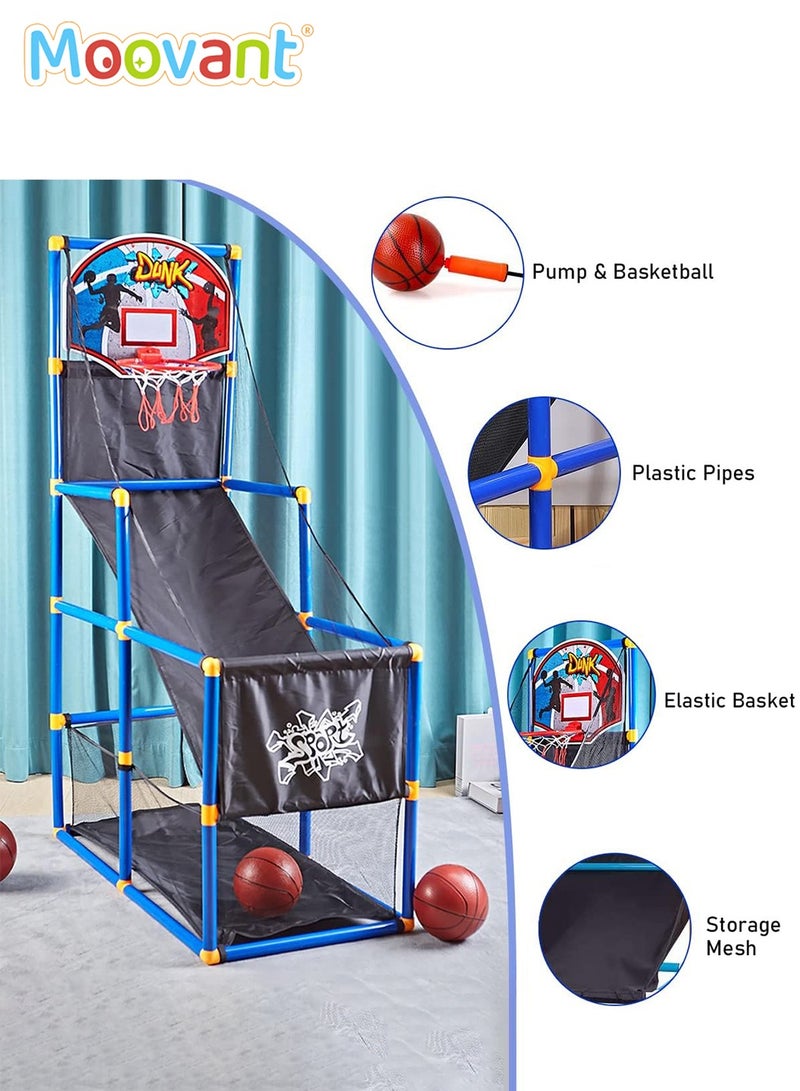 Moovant Basketball Hoop Arcade Game Toy Set, Adjustable Height Folding Mobile Basketball Machine with 2 Basketballs, Indoor/Outdoor Interactive Sports Toy  - Image 2