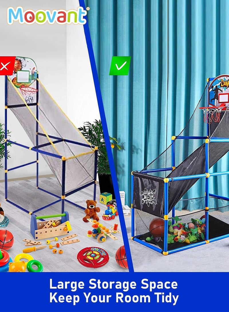 Moovant Basketball Hoop Arcade Game Toy Set, Adjustable Height Folding Mobile Basketball Machine with 2 Basketballs, Indoor/Outdoor Interactive Sports Toy  - Image 3