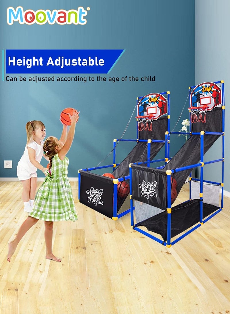 Moovant Basketball Hoop Arcade Game Toy Set, Adjustable Height Folding Mobile Basketball Machine with 2 Basketballs, Indoor/Outdoor Interactive Sports Toy  - Image 4