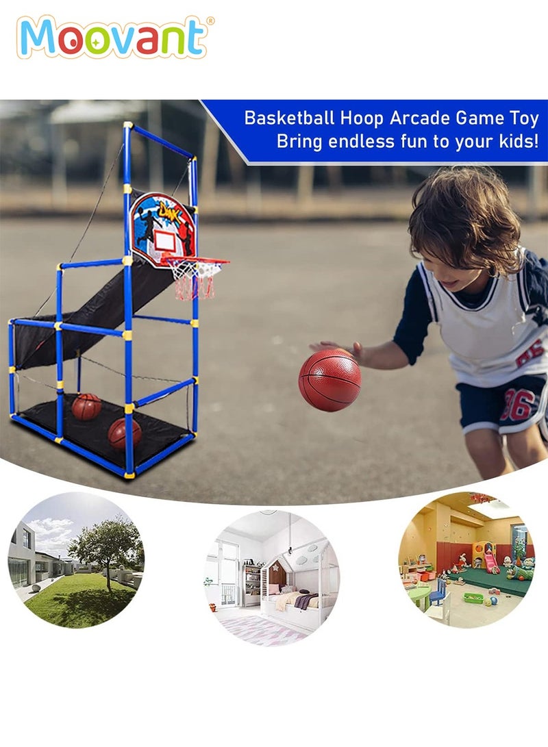 Moovant Basketball Hoop Arcade Game Toy Set, Adjustable Height Folding Mobile Basketball Machine with 2 Basketballs, Indoor/Outdoor Interactive Sports Toy  - Image 5