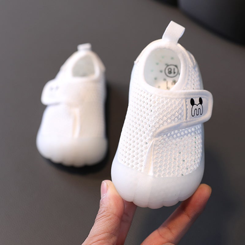 Baby Boys Breathable Mesh Trainers Soft Sole White 