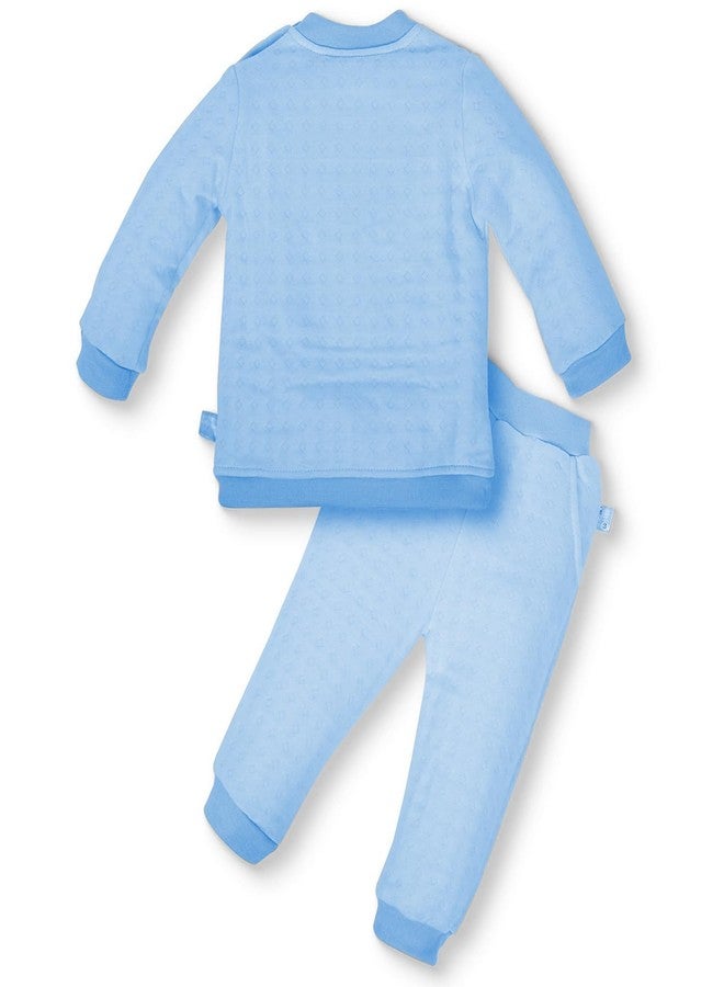 Pokory Night Suit Set Blue Soft Cotton 2-Piece with Walrus Design, Long Sleeve Top & Elastic Waist Pants Comfortable Sleepwear Dress for Baby Size 2 - Image 2