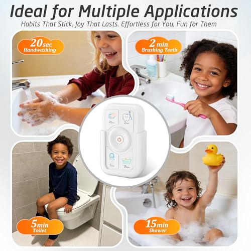 Sunnyload Timer for Kids Brushing: 2 Minutes Teeth Brush 20 Seconds Hand Washing 5 Min Toilet 15 Min Shower, Time Management Tool for Children - White Gifts for Kids - Image 2
