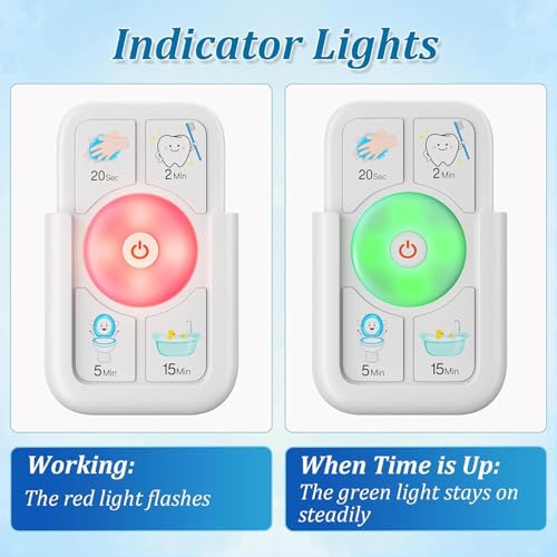 Sunnyload Timer for Kids Brushing: 2 Minutes Teeth Brush 20 Seconds Hand Washing 5 Min Toilet 15 Min Shower, Time Management Tool for Children - White Gifts for Kids - Image 4