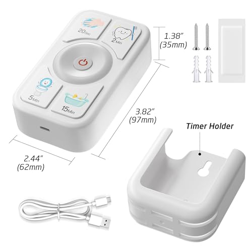 Sunnyload Timer for Kids Brushing: 2 Minutes Teeth Brush 20 Seconds Hand Washing 5 Min Toilet 15 Min Shower, Time Management Tool for Children - White Gifts for Kids - Image 5