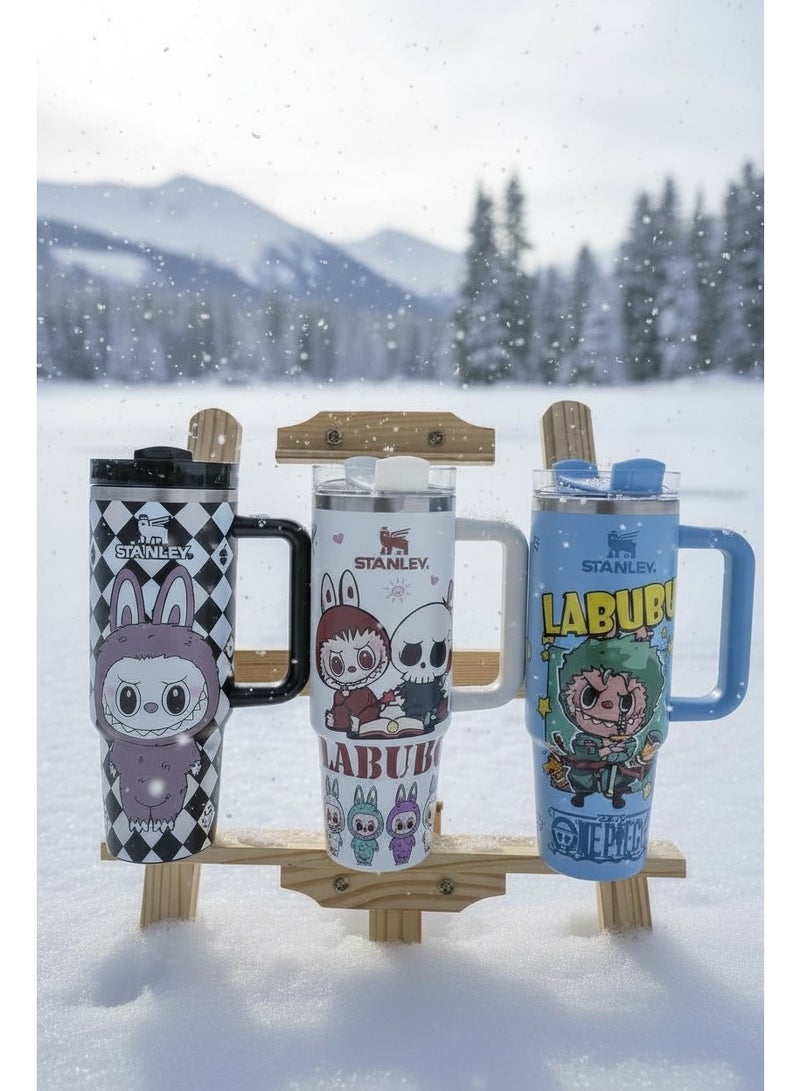 Stanley Labubu & One piece 30oz Tumbler, Stainless Steel Vacuum Insulated Quencher with Lid, Straw, and Stopper, Ideal for Water and Iced Tea, Keeps Drinks Cold - Image 1