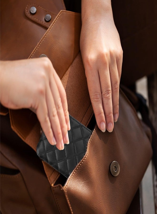 simarro Small Coin Purse, Double Embossed Rhombus PU Zipper Coin Bag Portable Wallet Short Ladies Coin Purse Zippered Keychain Mini Coin Bag for Women & Men Coin Purse(Black) - Image 5