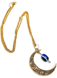 Handymade Al - Hilal chain with Blue eye bead Chain in golden color