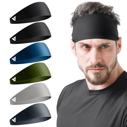 Vgogfly Sweat Headbands for Men Sweatbands for Mens Headband Running Sweat Bands Headbands Men Workout Sports Hairband for Men Thin Fitness Gym Black - Image 1