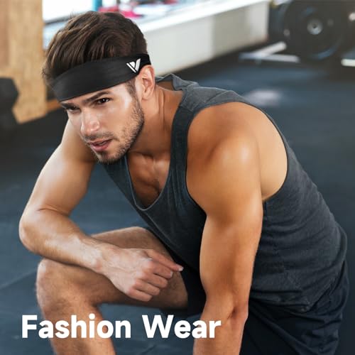Vgogfly Sweat Headbands for Men Sweatbands for Mens Headband Running Sweat Bands Headbands Men Workout Sports Hairband for Men Thin Fitness Gym Black - Image 5