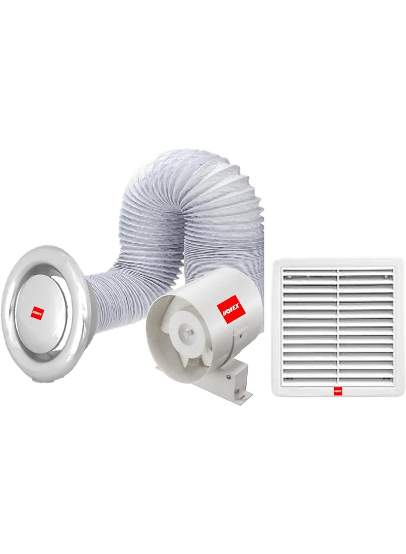 نوفيكس مجموعة كاملة لمروحة تهوية مدمجة داخل مجرى الهواء بحجم ٦ بوصة – تهوية عالية الأداء للمنزل والمطبخ - Image 2