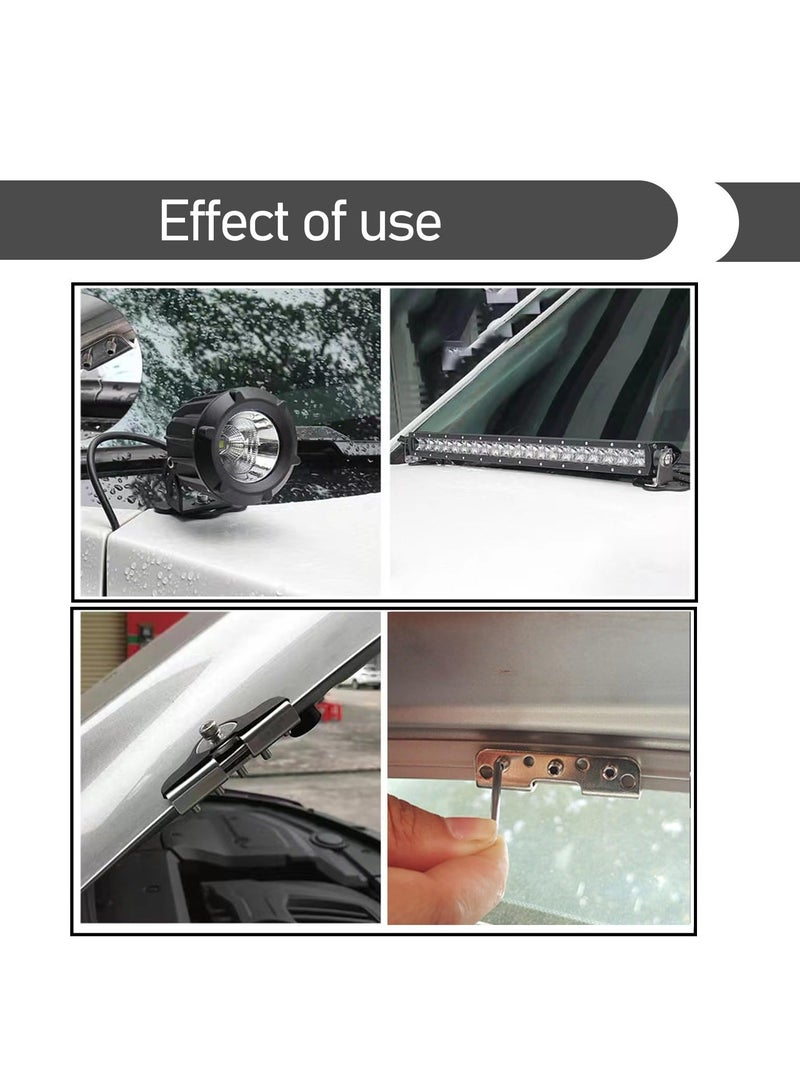 LED Light Base Mounting Bracket 2 PCS Universal Adjustable Pillar Hood Led Work Light Mount Bracket Angle Adjustable Shock Absorbing Hood Spotlight Non Destructive Bracket for Most Models Silver  - Image 4