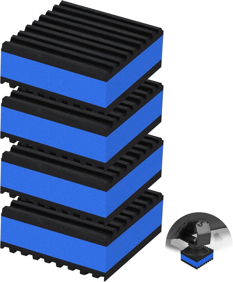 phepetroll 4P Anti Vibration Pads 2'' X 2'' X 7/8" Sound Isolation Ribbed Rubber Mats With EVA Center, Heavy Duty Vibration Isolation Pads for Air Compressos, Conditioner, Treadmill, HVAC Washer Dryer - Image 1