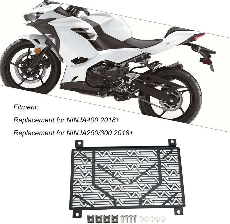 ZJchao Radiator Cover, Radiator Grille Cover Grille Stainless Steel Water Tank Aluminum Alloy Protector for 250 300 400 2018+ (Black) - Image 3
