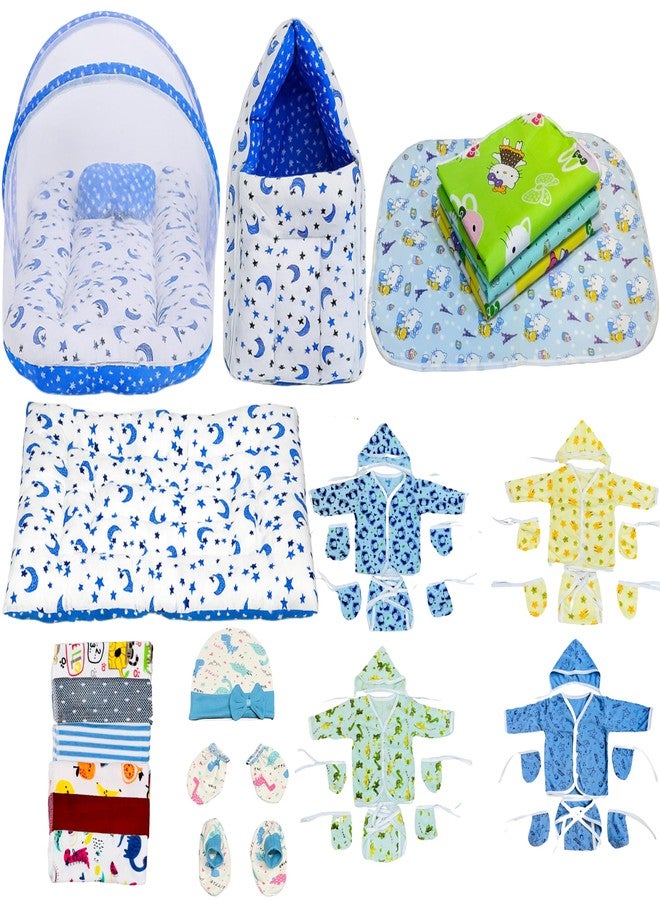 Infantbond by Fareto Newborn Baby Essentials Combo Set - 36 in 1 All-Season Hospital Care Kit for Newborns (0-6 Months) | Complete Baby Gift Set | Baby Products All New Born Combo(Blue Moon) - Image 1