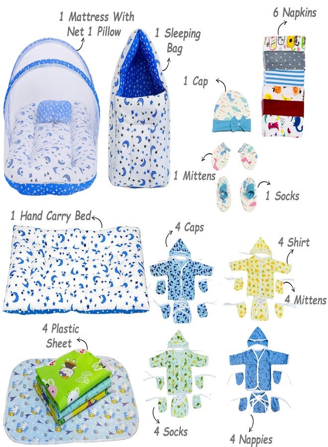 Infantbond by Fareto Newborn Baby Essentials Combo Set - 36 in 1 All-Season Hospital Care Kit for Newborns (0-6 Months) | Complete Baby Gift Set | Baby Products All New Born Combo(Blue Moon) - Image 2
