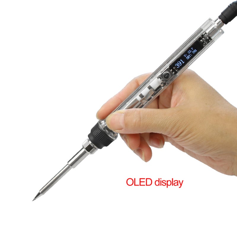 QUICKO 150~450 درجة مئوية 72 واط موقد لحام كهربائي صغير محمول محمول قابل للتعديل على درجة الحرارة مع شاشة رقمية OLED وشفاف الغطاء - Image 5