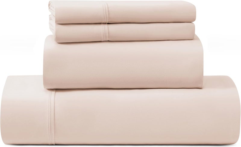 UGG Cali King Sheet Set 4-Piece Luxury Cooling Sheets Deep Pockets Premium Bedding with 2 Shams Hypoallergenic Machine Washable Soft Lightweight Bed Set for Room, California King, Shell Pink (Hedi) - Image 1
