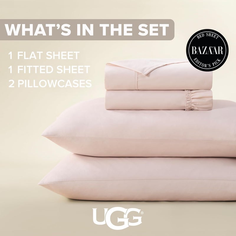 UGG Cali King Sheet Set 4-Piece Luxury Cooling Sheets Deep Pockets Premium Bedding with 2 Shams Hypoallergenic Machine Washable Soft Lightweight Bed Set for Room, California King, Shell Pink (Hedi) - Image 3
