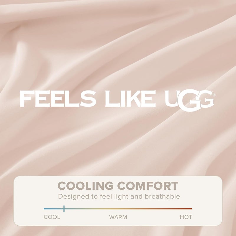 UGG Cali King Sheet Set 4-Piece Luxury Cooling Sheets Deep Pockets Premium Bedding with 2 Shams Hypoallergenic Machine Washable Soft Lightweight Bed Set for Room, California King, Shell Pink (Hedi) - Image 5