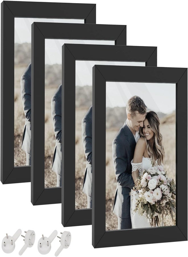 AKDC Happyhapi 4X6 Picture Frame,Set Of 4 Wooden Black Picture Frames, Tabletop Or Wall Display Decoration Photo Frames For Photos, Paintings, Landscapes, Posters, Artwork - Image 5