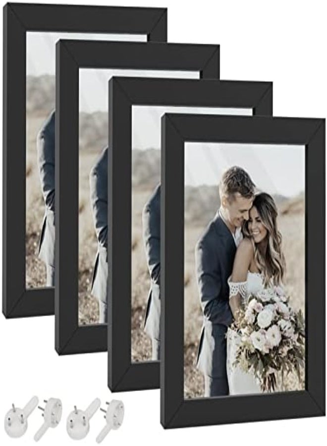 AKDC Happyhapi 4X6 Picture Frame,Set Of 4 Wooden Black Picture Frames, Tabletop Or Wall Display Decoration Photo Frames For Photos, Paintings, Landscapes, Posters, Artwork - Image 4