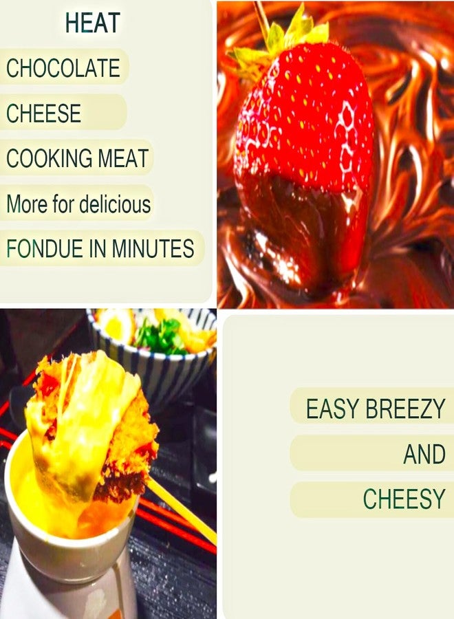 CORJEEJOR Fondue Pot Set with 4 Forks Ceramic Butter Warmer Set Premium Tea Light Porcelain Melting Pot for Chocolate Cheese Caramel - Image 4