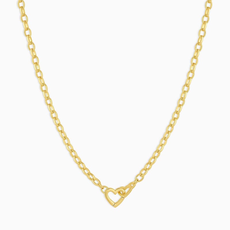 Stainless Steel Double Heart Clasp Necklace 18k Gold Plated Minimalist - Image 2