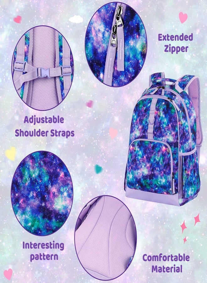 Choco Mocha Galaxy Backpack for Girls Preschool Backpack for Girls Pre Kindergarten Backpack for Kids 15 inch Backpack for Girls Pre K Daycare Bookbag 3-4 3-5 4-6 with Chest Strap Purple - Image 4