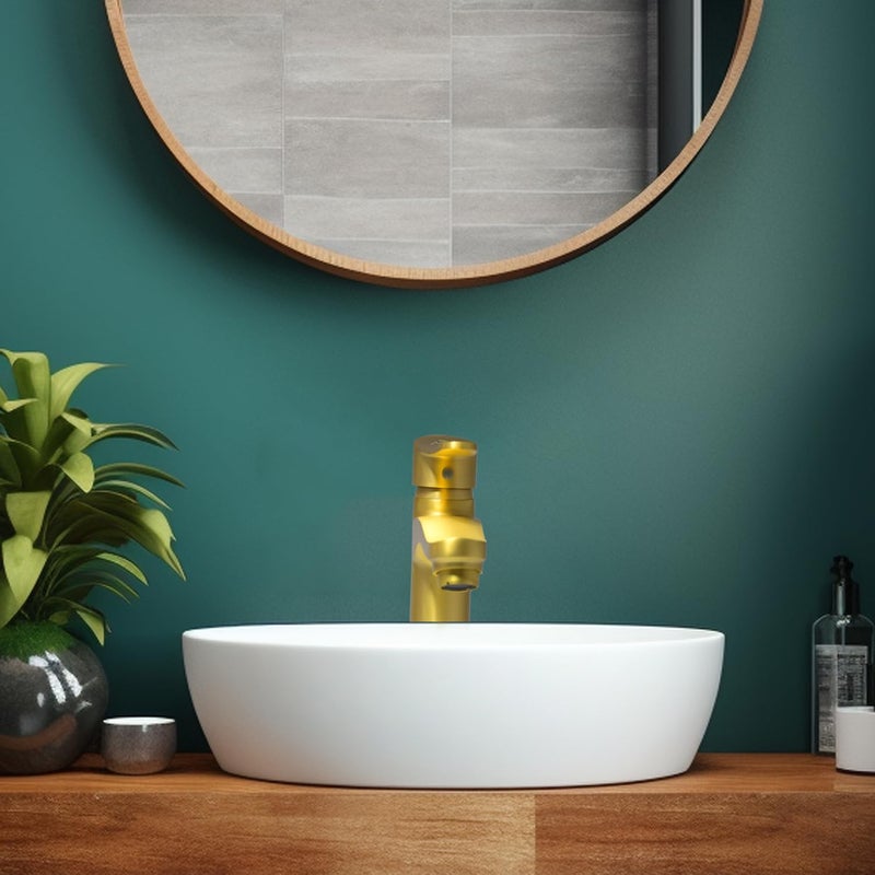 D&B Italian Bath Solution DB Bathware Lazzaro Brushed Gold Single Lever Basin Mixer Hot and Cold Faucet for Bathroom Kitchen Matt Finish Basin Mixer Tap with 610 mm Long Braided Hoses 5 Year Warranty Short Boy Design - Image 4