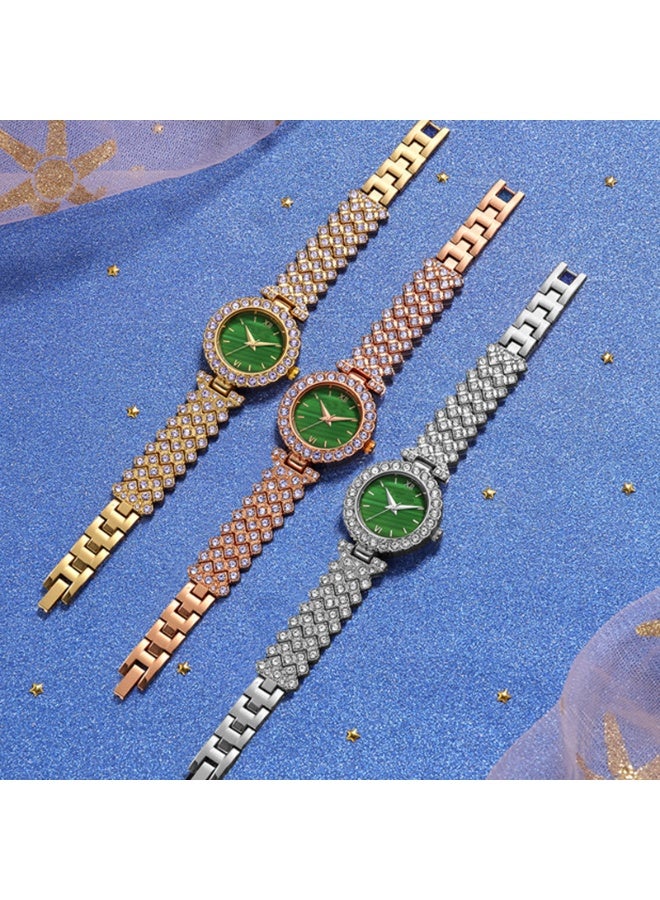 QUARTZ 2 PCS Luxury Women’s Watch Set Featuring A Roman-Style Quartz Watch And Diamond-encrusted Butterfly Bracelet - Image 5