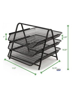 JAJEEK 3-Tier Metal Mesh File Organizer – Desk Tray for A4 Papers, Letters & Folders, Desktop Storage Solution for Office & Home UseEfficient 3-Tier Design – The 3-tier metal mesh file organizer offers ample storage space for A4 papers, letters, and folders, helping you keep your desk organized and clutter-free, whether in your home office or professional workspace.  - Image 2