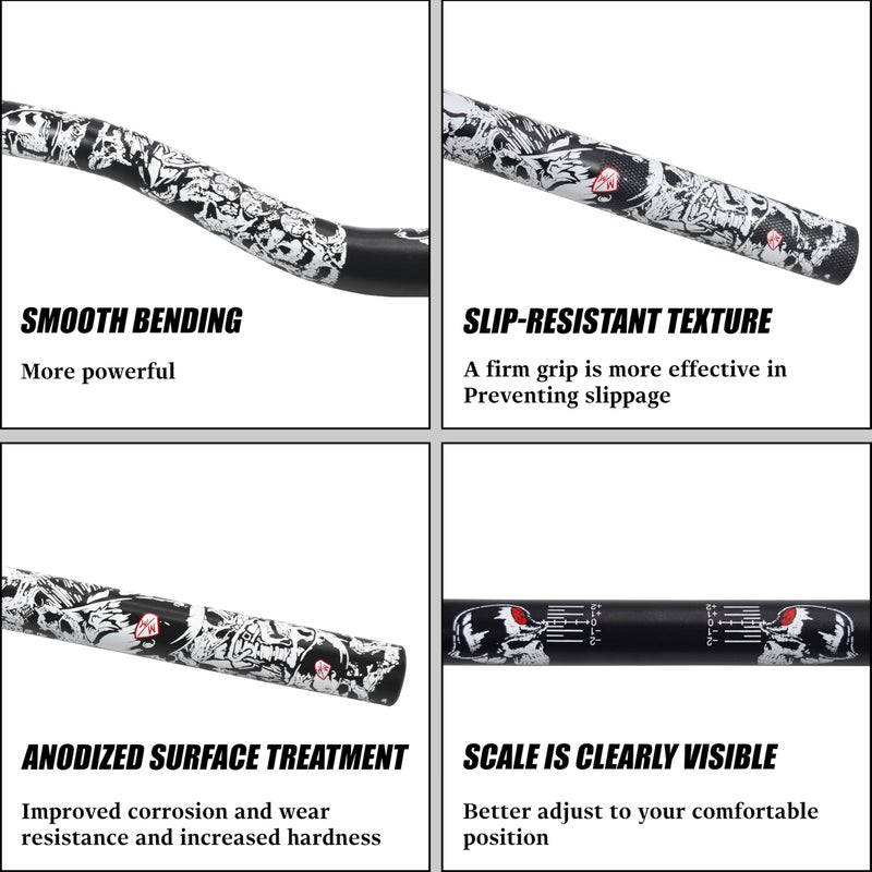 JXPANG Universal 1 1/8" 28mm Dirt Bike Handlebars 6063 Aluminum,Upgraded Pit Bike Handlebar With Foam Pad & Anti-Slip Handlebar Grips & Riser Mount Clamp For Motocross Pit Dirt Bike ATV Quad (Style A-Black) - Image 3