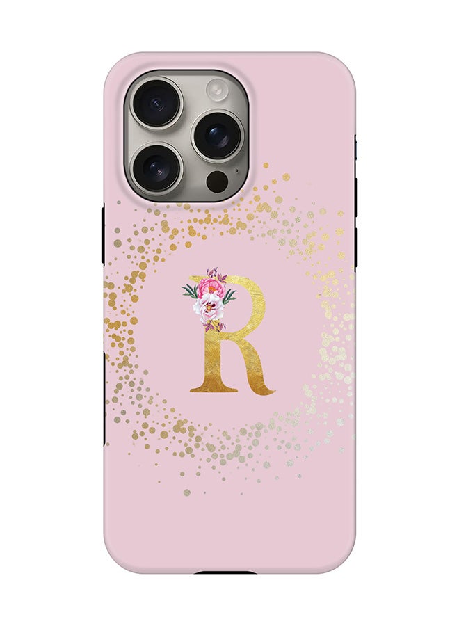 Stylizedd Tough Pro Magnetic Case for iPhone 16 Pro, Dual Layer hybrid PC + TPU Mobile Cover Matte - Custom Monogram Floral - R  (Pink ) - Image 1