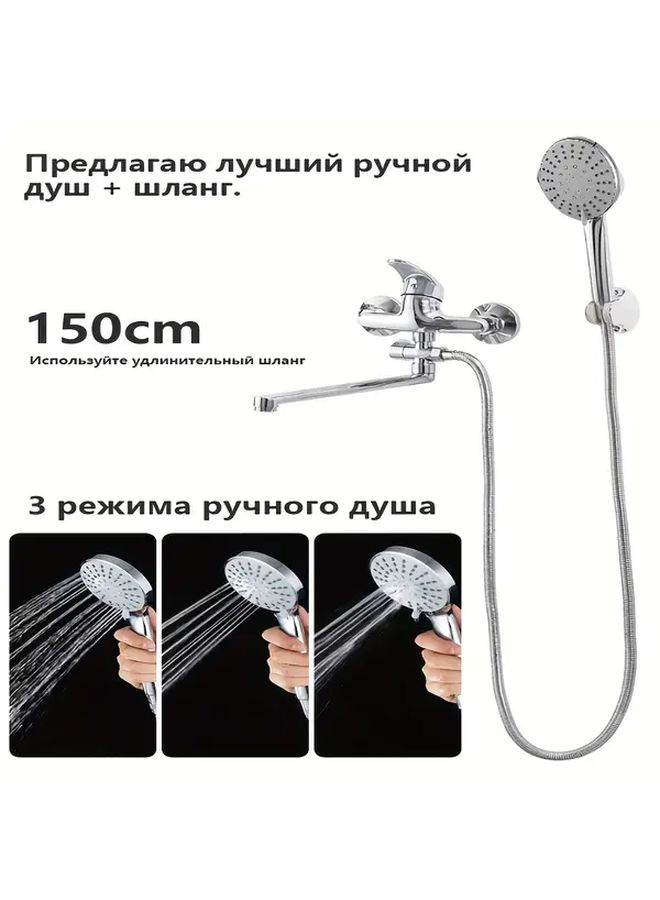 Shower Faucet Set Alloy Material Three Way Water Outlet Bathtub Shower System Bathroom Sprinkler Accessories Electroplating - Image 2