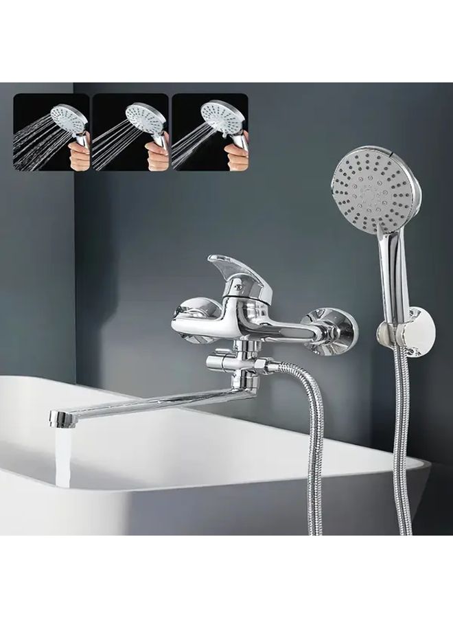 Shower Faucet Set Alloy Material Three Way Water Outlet Bathtub Shower System Bathroom Sprinkler Accessories Electroplating - Image 1