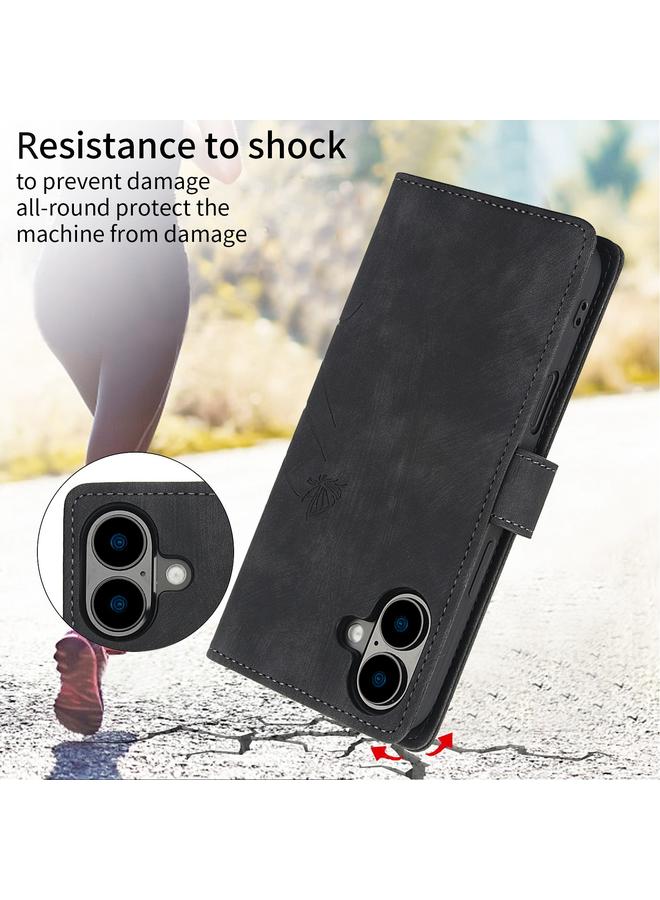 S-TOP Case For iPhone 16 Orchid Butterfly Embossed Leather Phone Case - Image 4