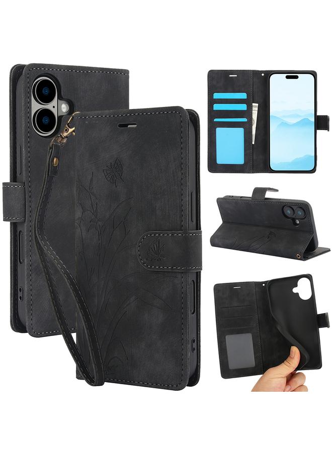 S-TOP Case For iPhone 16 Orchid Butterfly Embossed Leather Phone Case - Image 1