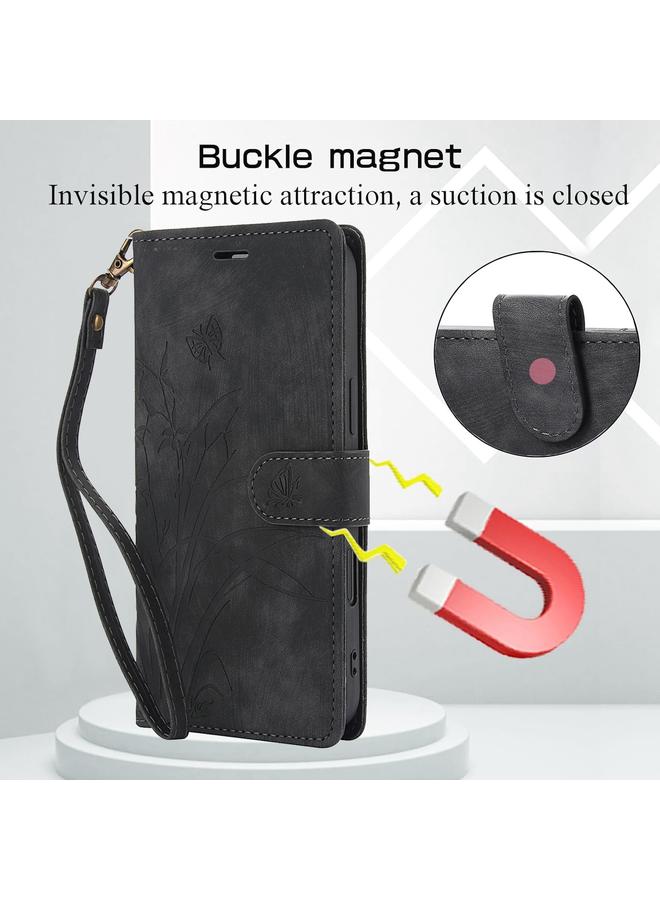 S-TOP Case For iPhone 16 Orchid Butterfly Embossed Leather Phone Case - Image 5