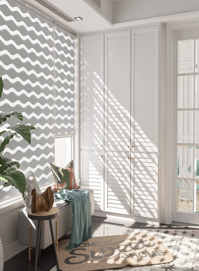 LazBlinds ستائر زيبرا لاسلكية من لاز بلايندز، بدون حفر، للنوافذ الداخلية، ستائر رول مزدوجة الطبقات للتحكم في الإضاءة ليلاً ونهاراً، ستائر شفافة لتصفية الضوء للمنزل، عرض 20 بوصة × ارتفاع 48 بوصة، لون رمادي حجري - Image 2