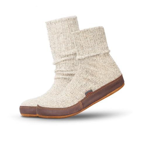 Acorn Unisex Slipper Socks, Flexible Cloud Cushion Footbed with a Suede Sole, Mid-Calf Length, Light Grey Ragg Wool, 12-13 US Men - Image 4