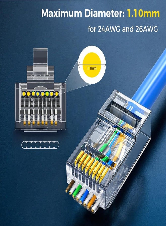 ZOERAX 100-Pack RJ45 Cat6 Pass Through Connector RJ45 Modular Plugs for Solid or Stranded UTP Cable - Image 2