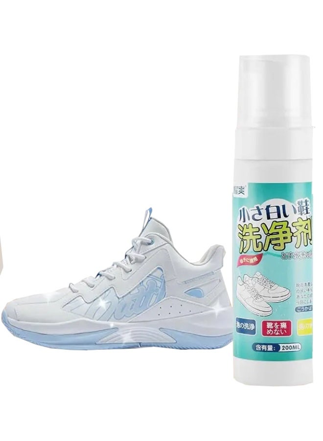 سبراي فوم لتنظيف وتلميع الأحذية البيضاء والأحذية الرياضية سعة 200 مل قطعة واحدة، منظف أحذية أبيض سريع المفعول بدون ماء يزيل البقع الصعبة والاصفرار ويعيد البياض الناصع، مناسب للأحذية الجلدية والقماشية والشبك والمطاط، بخاخ تنظيف عملي للاستخدام اليومي والسفر، آمن على الخامات ولا يسبب تلف أو بهتان - Image 2