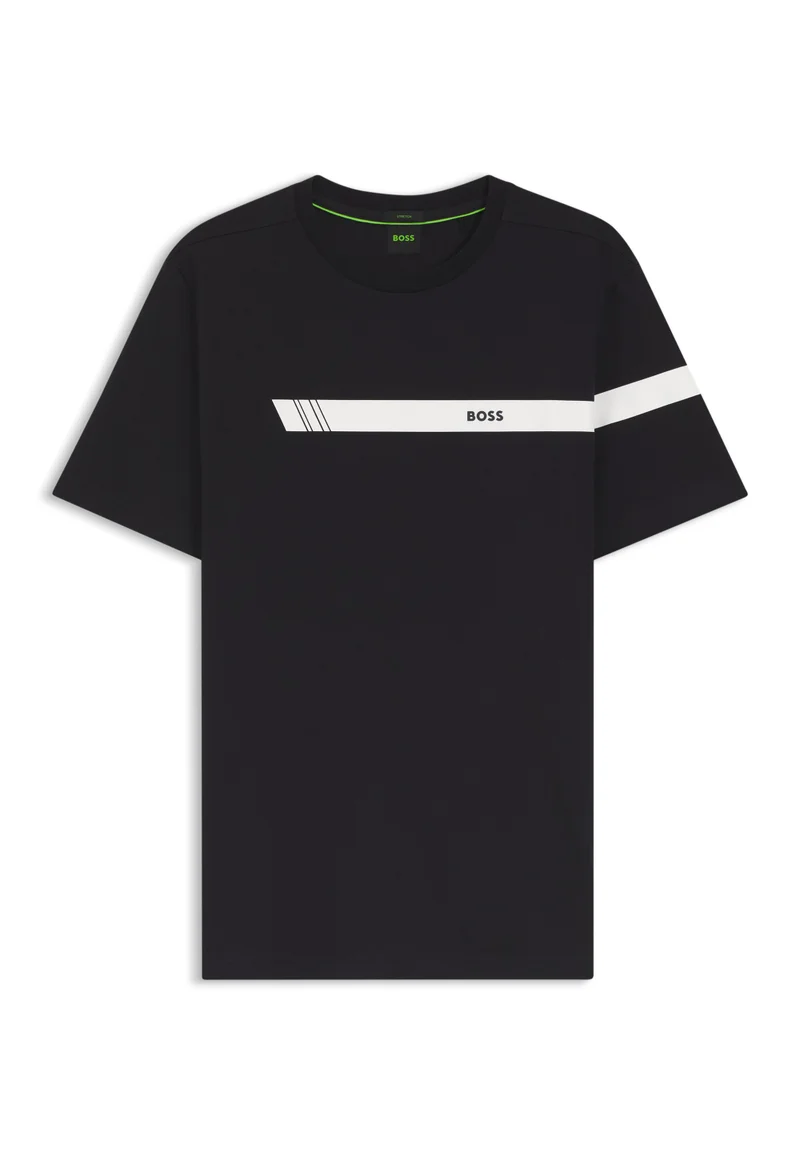 BOSS Regular-fit T-shirt in stretch cotton with logo stripe