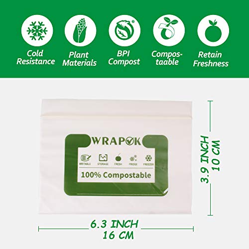 WRAPOK 100 Compostable Snack Bags Small Biodegradable Freezer Sandwich Storage Bag for Cookies Biscuits 100 Count 63 x 39 Inch - Image 5