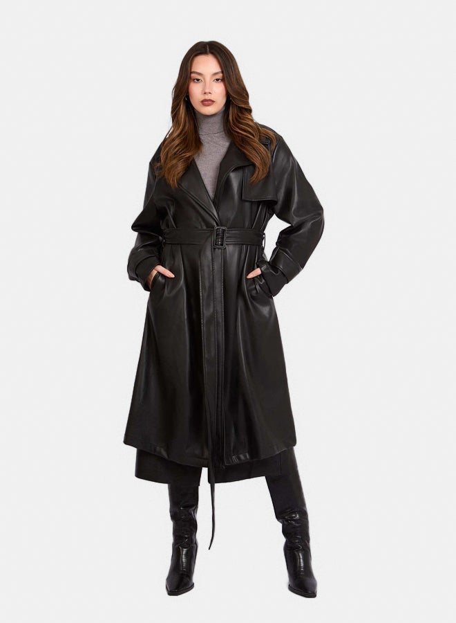 DALYDRESS Women Regular Fit Coat - Black 
