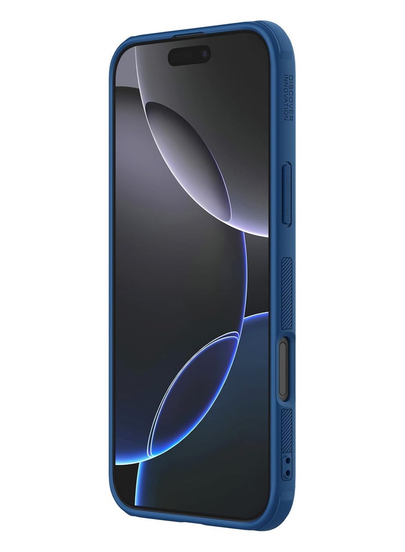Nillkin Super Frosted Shield Pro Case Provided Hard Back Soft Border With Shock Absorb Cover Raised Bezel Camera Protect And Without Logo Cut Fits Apple iPhone 16 Pro Max - Blue - Image 4