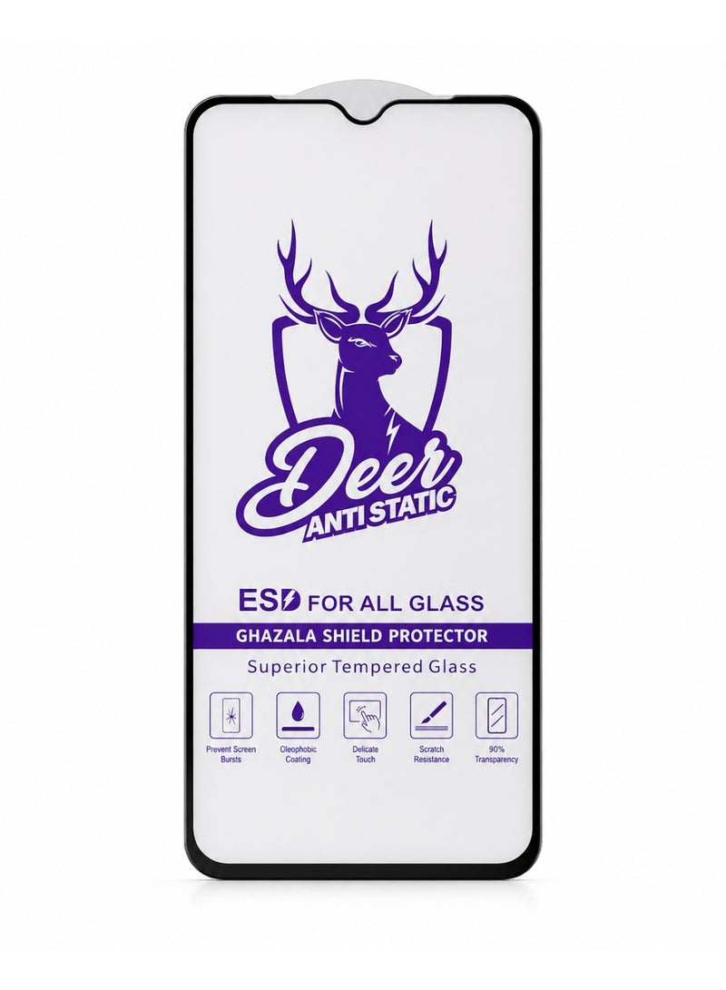 DEER Premium Ghazala Shield Anti-Static Full Cover Tempered Glass Screen Protector for Vivo Y15s - Black Edge - Image 2