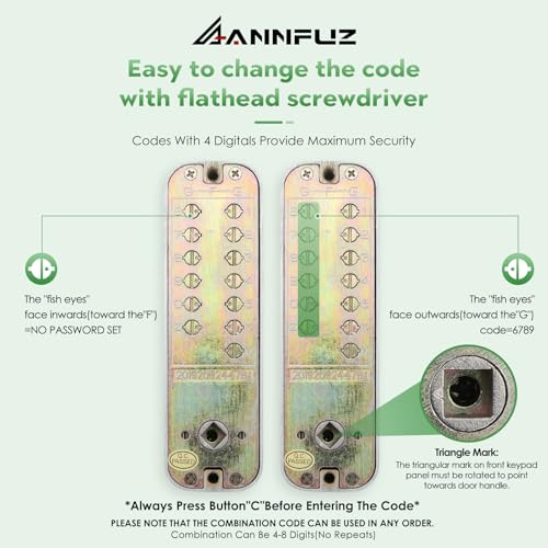ANNFUZ Single-Sided Mechanical Keyless Keypad Door Handle Lock,Combination Push Button Code Front Entry Door Lock Lever Set,Auto-Locking,Interior Hold-Opening,for Garage,No Electronic(Pearl Chrome) - Image 5